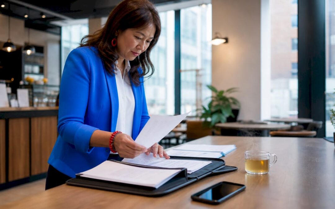 Woman reviewing corporate event vendor checklist