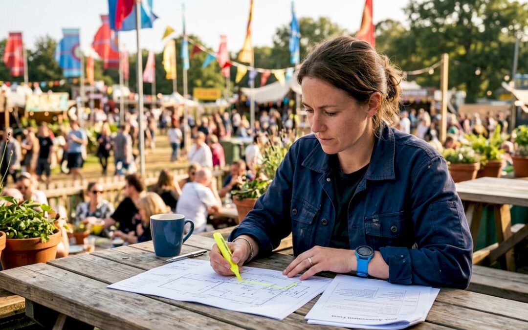 Engineer reviewing event power risk documents