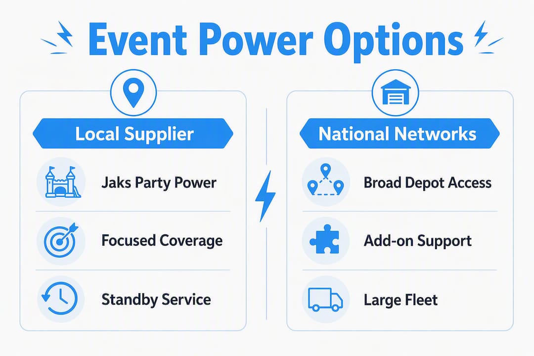 Comparison infographic of UK event power suppliers