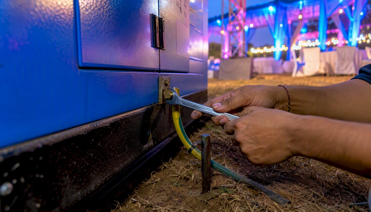 Earthing a standby generator at event site