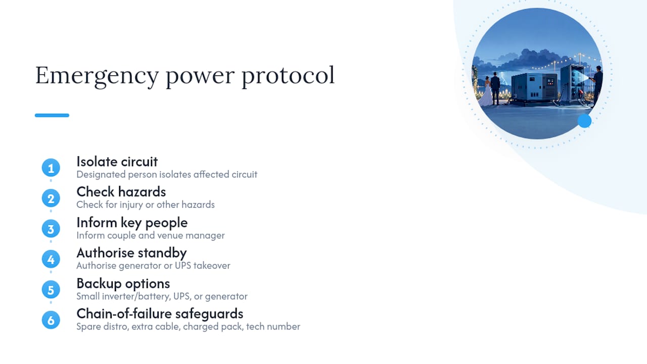 Emergency power failure steps and backup options