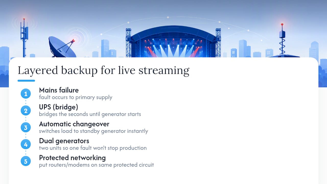 Diagram of live stream backup power architecture