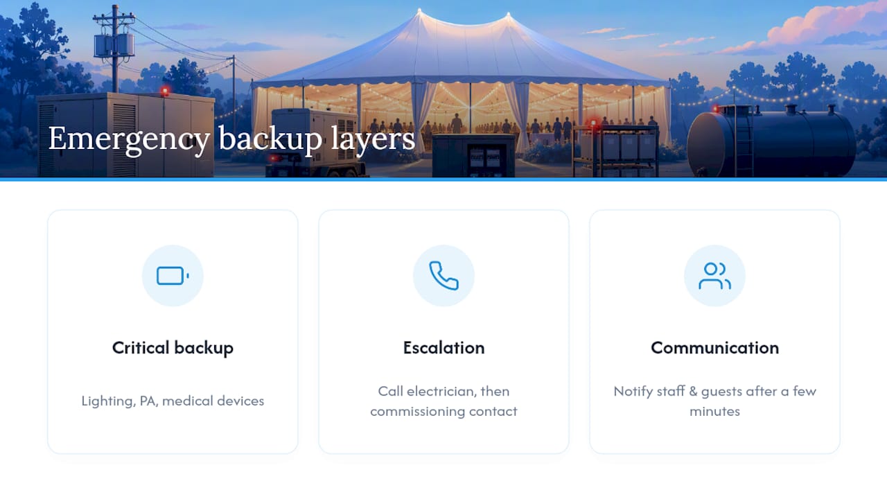 Diagram of layers in marquee power backup plan