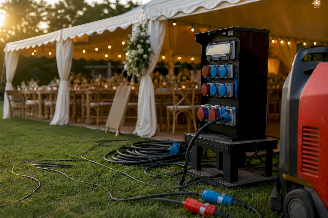 Three-phase power setup at small wedding