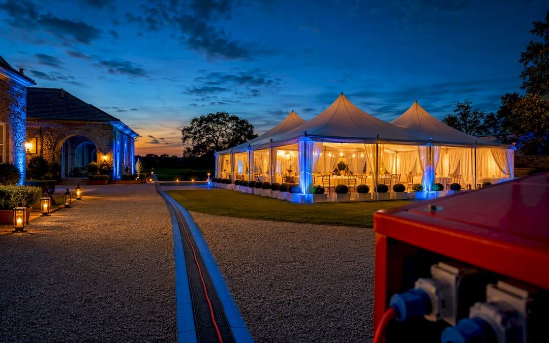 Remote wedding marquee with temporary power