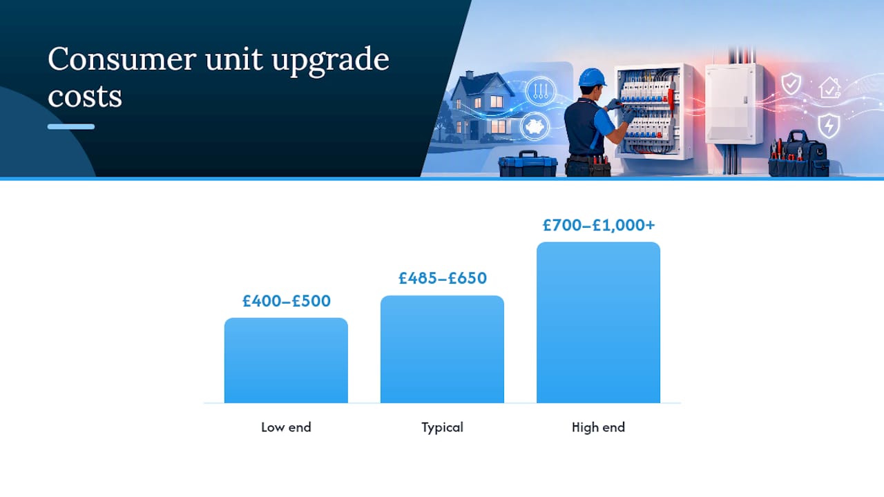 Average consumer unit upgrade cost UK: what's included in the price — overview diagram