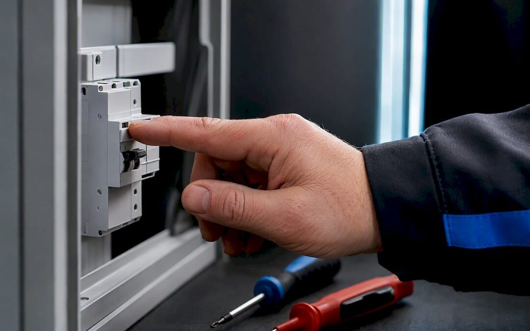 Electrician testing a cropped AFDD module