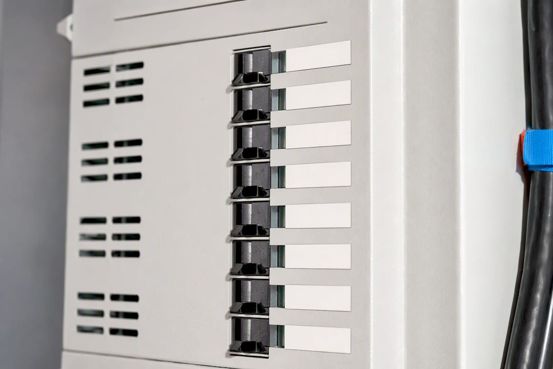 Labels aligned beside breaker ventilation slots