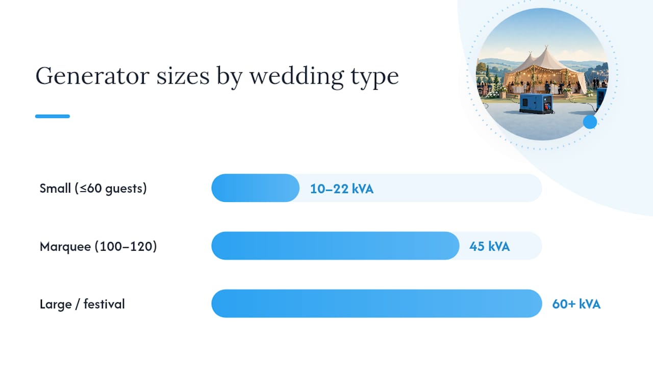 What size generator do I need for a wedding? — overview diagram