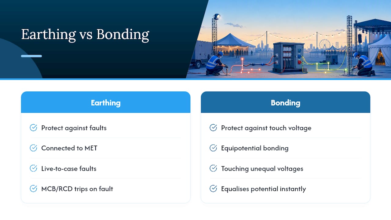 Bonding vs earthing: the core difference explained — overview diagram