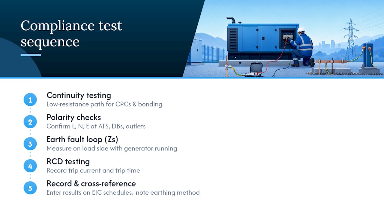 Generator compliance testing sequence diagram