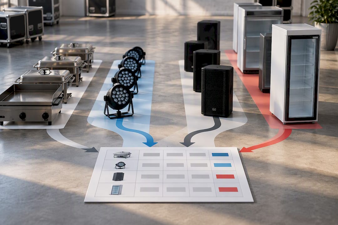 Event equipment gathered into load schedule
